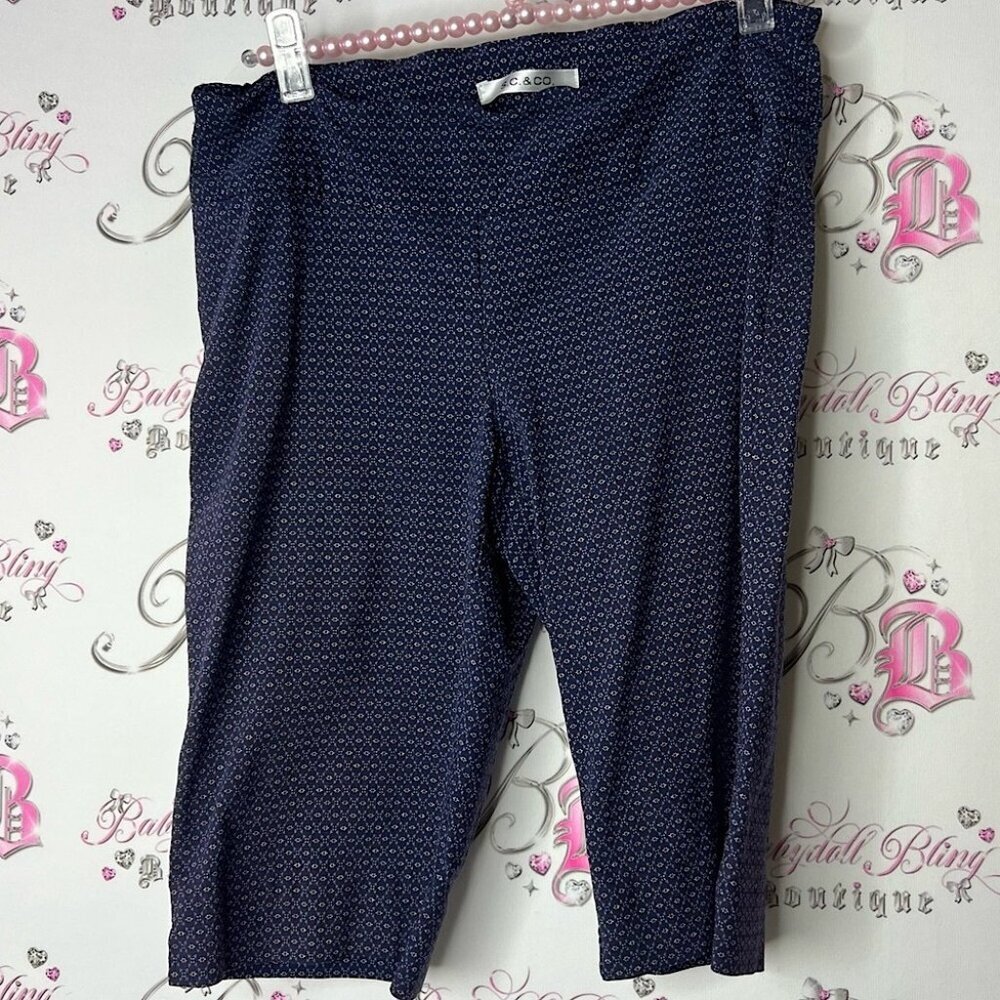 S.c. & co shorts floral long Navy Geometric Patterned Pants